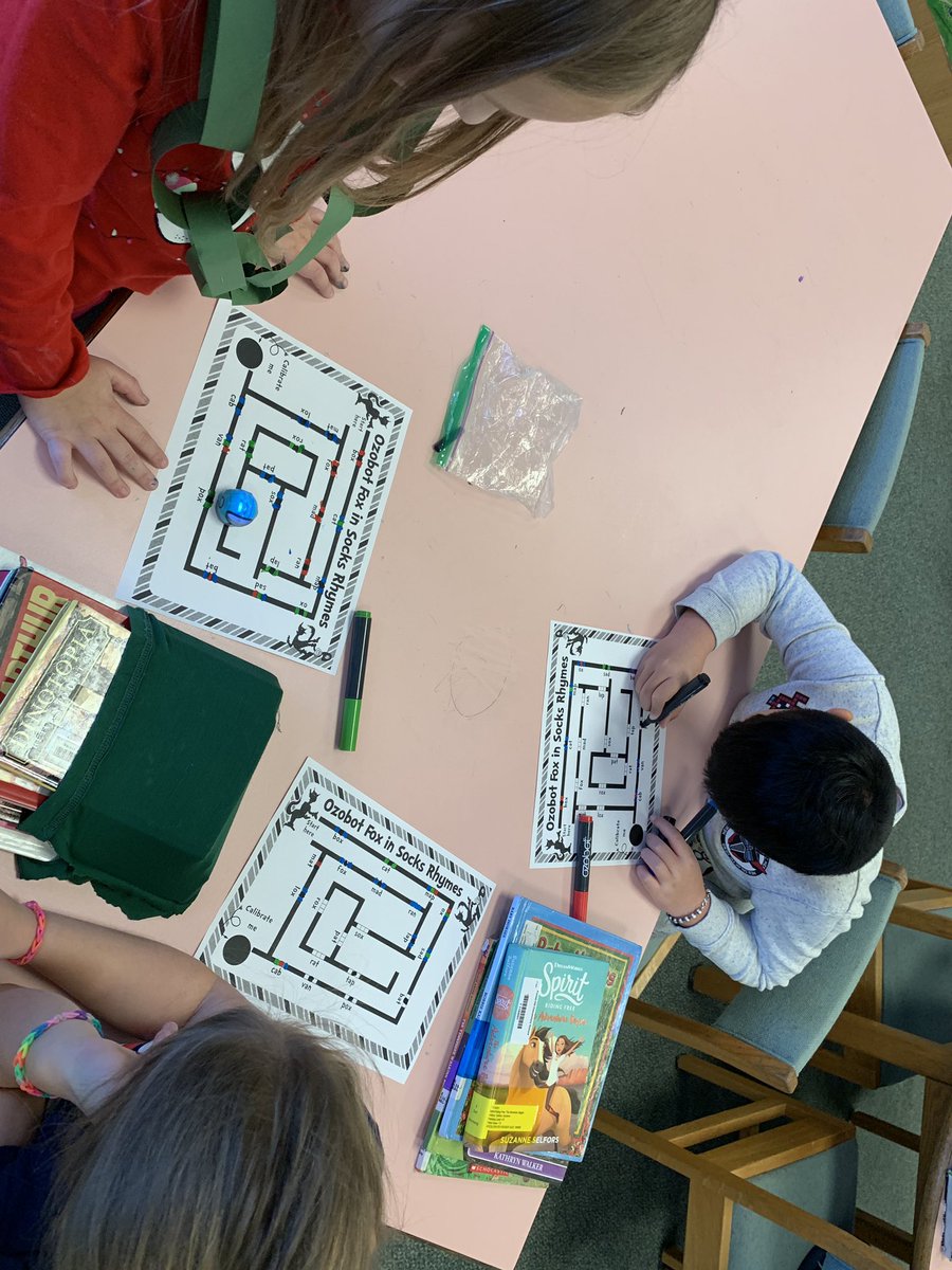 EShannonMC's tweet photo. Dr. Seuss coding with Ozobots in the media center! #ReadAcrossAmerica #bcpshuskies #ignitelearningBCPS https://t.co/Vojaqyba8x