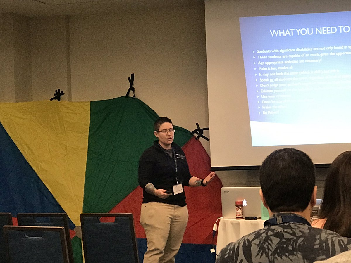 NAESP_ED's tweet photo. “Be friendly. Engage the bus driver. Invite him into your class. Find out the para’s birthday and play her favorite music for warm up that day.” @JodysAPE on the importance of #BuildingCommunity in PE @NJAHPERD @SHAPE_America https://t.co/n3HwLzfBoe