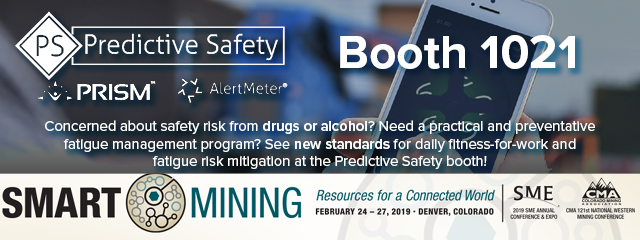 PredictiveSRP's tweet photo. Data analytics and preventative solutions are the future of #safety in workplaces and mines, and the future has arrived. Demo the #AlertMeter #alertness test and learn about PRISM predictive #fatigue management at Booth 1021! #SME2019ACE #Denver #minesafety #mining @smecommunity https://t.co/UJXHLPmXaR