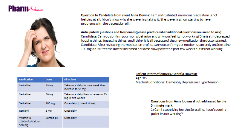AchievePharm's tweet photo. Here is a sample #pharmacyosce, for you this week. Feel free to ask any questions from the candidate and we will provide you with a response. Remember to ask relevant questions and to provide an explanation in  a clear and logical manner  the daugther will understand. https://t.co/AK4D0YBTsC