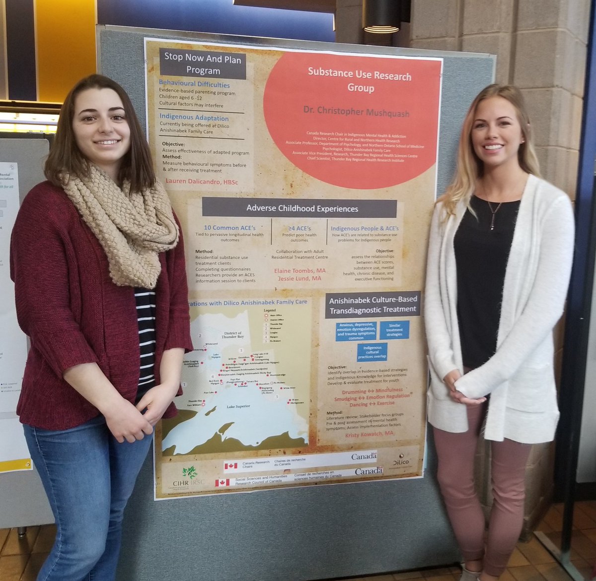 Master's student Lauren Dalicandro and lab coordinator Kara Boles at #mylakehead Research and Innovation week respresenting #SURGlab