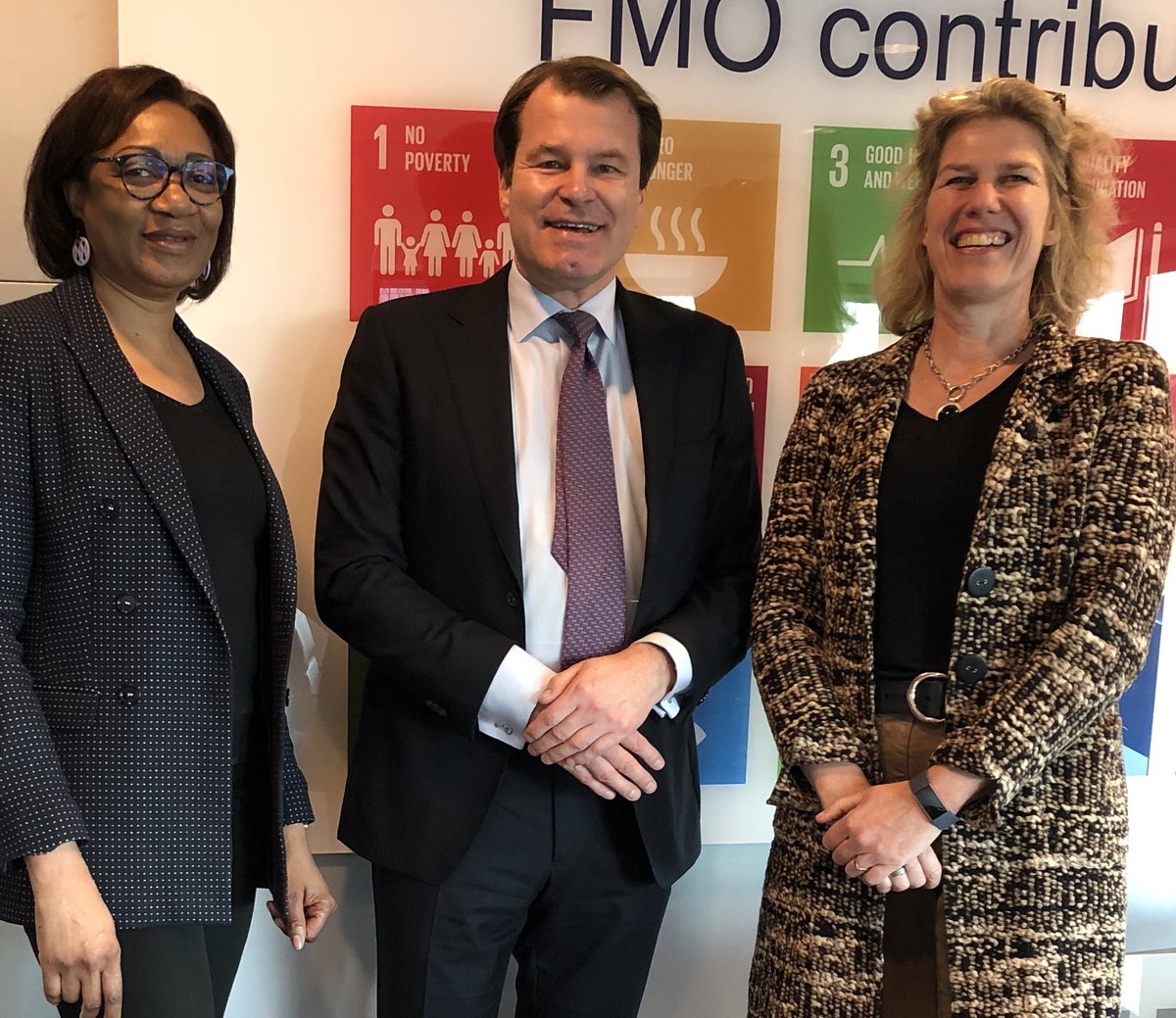 Good to be back! Great to see <a href="/LGBroekhuizen/">Linda Broekhuizen</a> and Fatoumata Bouare this afternoon. <a href="/FMO_development/">FMO - Dutch entrepreneurial development bank</a> co-financed over €1.6 billion with <a href="/EBRD/">The EBRD</a> , making it one of our most important partners! In fact, last year #FMO participated in 8 projects for an amount of €163 million.