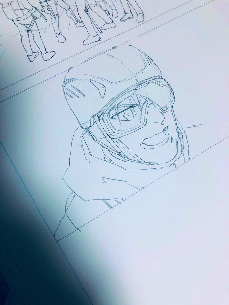 加賀山の下書き→線画→ベタ 