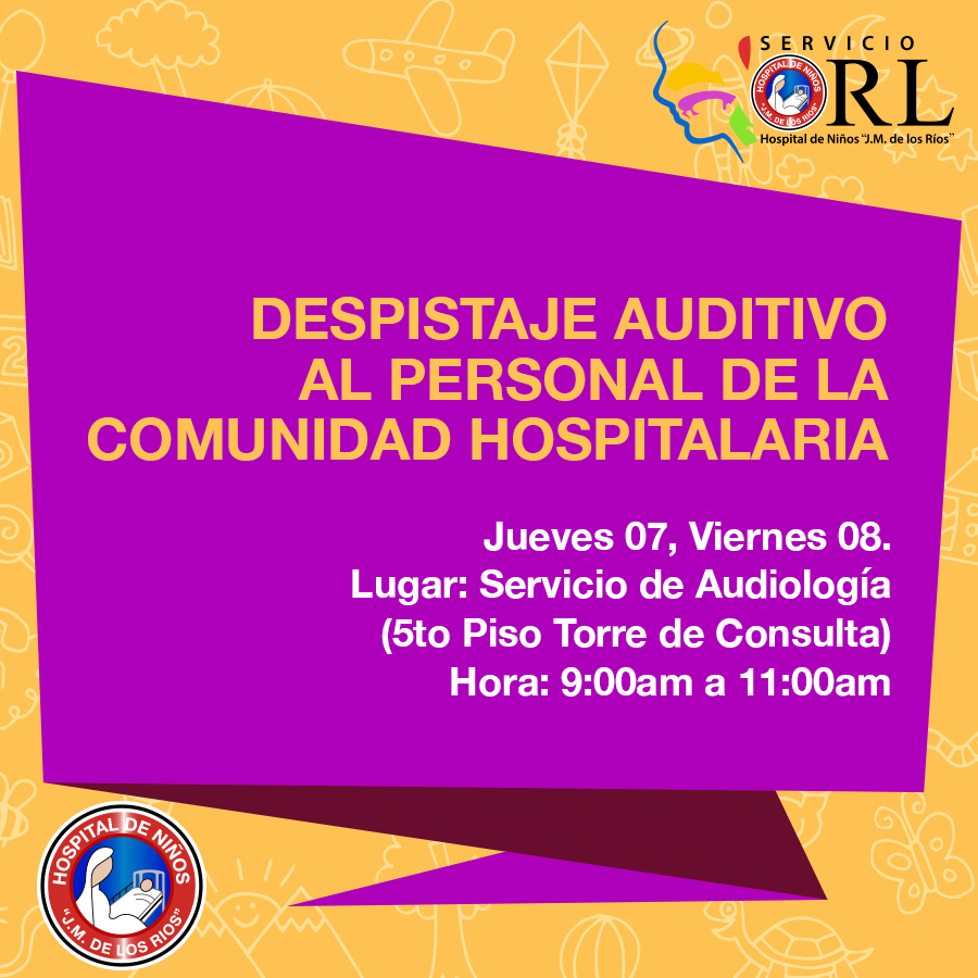 svorl's tweet photo. La @svorl  y el servicio de ORL del Hospital de niños JM de los Ríos @ORLJmdelosRios  invita a toda la comunidad a participar en las actividades de la #SemanaDeLaAudicion  del 04 al 08 de marzo   ¡Te esperamos! #ORLJM https://t.co/Ivvg94ZhIr