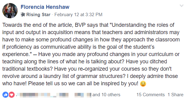 ClicIllinois's tweet photo. @profecarms @weteachlang @muchachitaMJ @kararparker We were just discussing this exact same question in our Language Teaching Virtual Reading Group! https://t.co/xphyoT4gg3 Several ppl shared their stories, including @mmeshep. https://t.co/jfFwYzJYRw