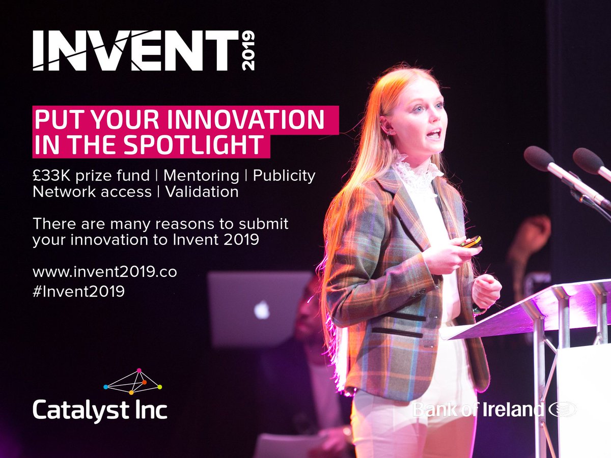 Student with an innovative idea? #Invent2019 provides an opportunity to gain high-profile exposure; to validate your idea &amp; to unlock a quality network of influencers. Find out more &amp; apply: buff.ly/2WcONyv <a href="/QUBelfast/">Queen's University Belfast 🎓</a> <a href="/UlsterUni/">Ulster University</a> @uusu_enterprise