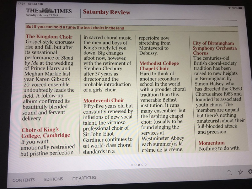MethodyBelfast's tweet photo. Newspaper article that appeared in The Times at the weekend. Impressive and thoroughly deserved. https://t.co/vTJRyCLZBq