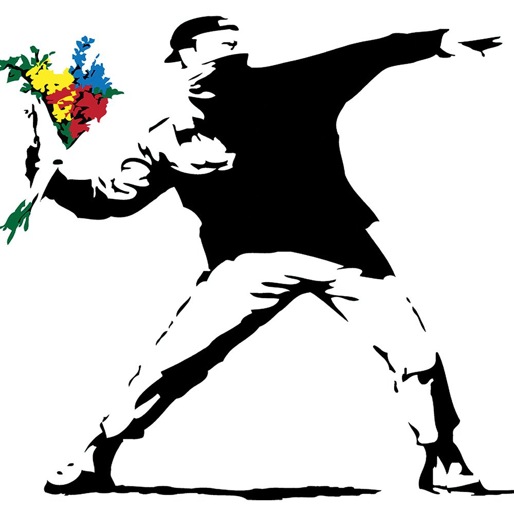#Banksy 'Say it with flowers' #GrownNotFlown Flying flowers around the worls just moves us with greater speed toward the  environmental tipping points. Buy home grown or do without. #britishflowers