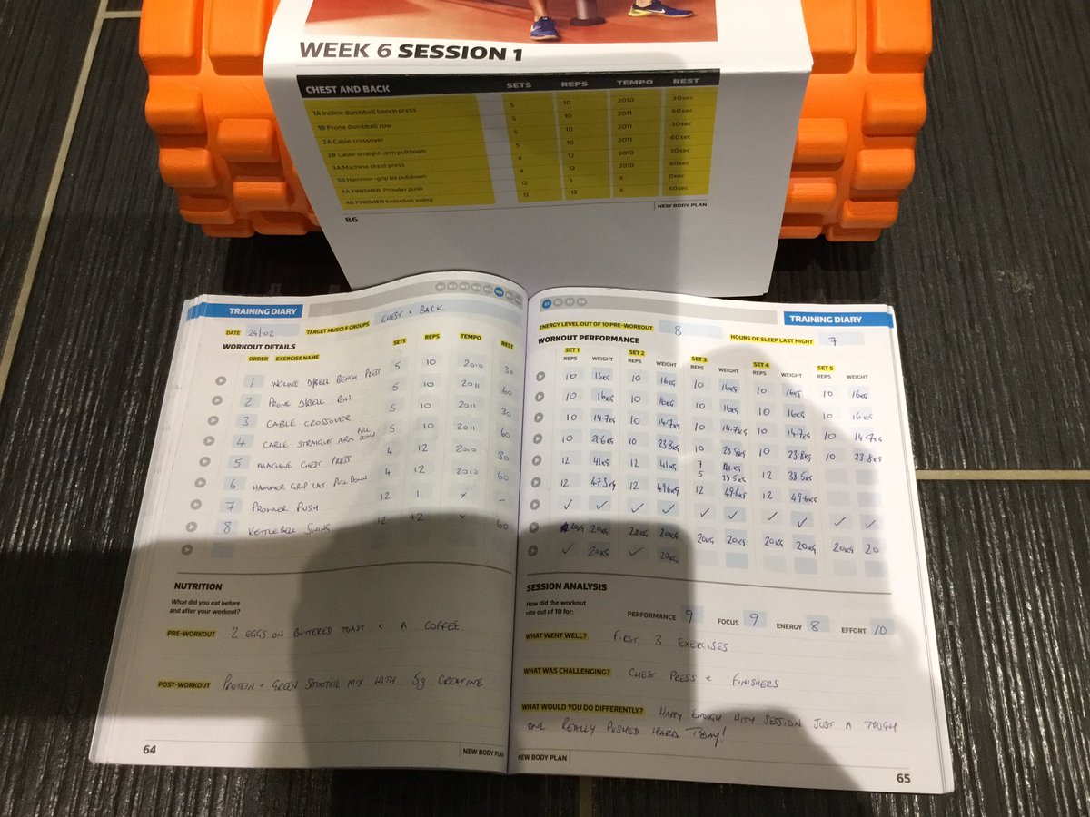 Gazzaa_S's tweet photo. Week 6 Session 1 β
Definitely felt those extra couple of reps in those sets β
Did I give 100% today...Absolutely β
Did the finishers do their job today...ehh Yep! β
@JonLipseyMedia @JoeWarnerUK @NewBodyPlan #NewBodyPlanPlus https://t.co/g9AK1efL8c