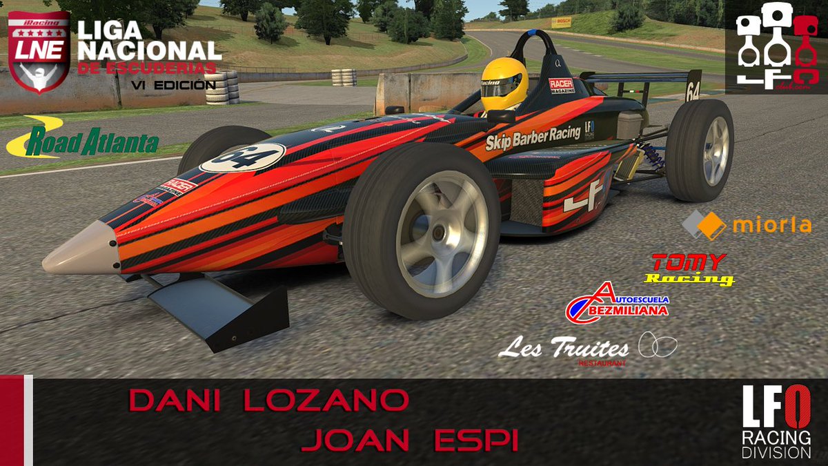 Octava prueba #LNE <a href="/Gtseri3s/">GTSeries</a> 3ª DivA. Los pilotos <a href="/espidi89/">Joan Espi</a> y <a href="/DaniSimR1/">Dani Lozano</a> están listos para dar gas. Suerte chicos. <a href="/LesTruites/">Les Truites</a>  <a href="/tomy_racing/">TomyRacing.com</a> miorla.com  aebezmiliana.es