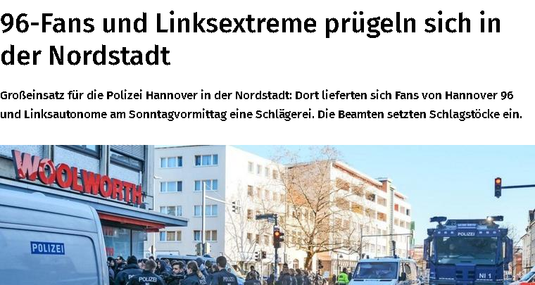 NDS_JN's tweet photo. „Während die #Problemfans noch vor der Kneipe standen, wurden sie von den Linksautonomen angegriffen."
„Der Vorfall zeigt die Gewaltbereitschaft der #Ultra-Szene“, sagt Alexander Zimbehl, #Niedersachsens Landesvorsitzender der @DPolGNds
#wehrhaft #h96 #polizei #hannover https://t.co/QzxkLEIC3c