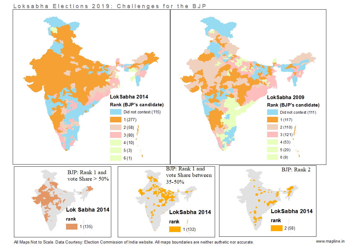 MaplineInfo's tweet photo. #elections2019 in India are data-professional's delight. Throw into it some basic #maps and we get amazing visual treat. https://t.co/EkvhwJOnvx