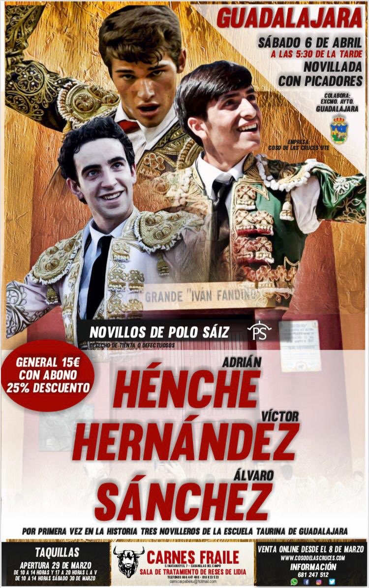 jesusdealba2's tweet photo. Espero que todos los aficionados aprecien la importancia de esta novillada.
Por primera vez en la historia se juntan tres novilleros con picadores de la provincia de Guadalajara,salidos de la escuela y con suficientes razones para funcionar.@infohenche @VictorHdrz1 @1alvaro0 https://t.co/PnfwJZRynE