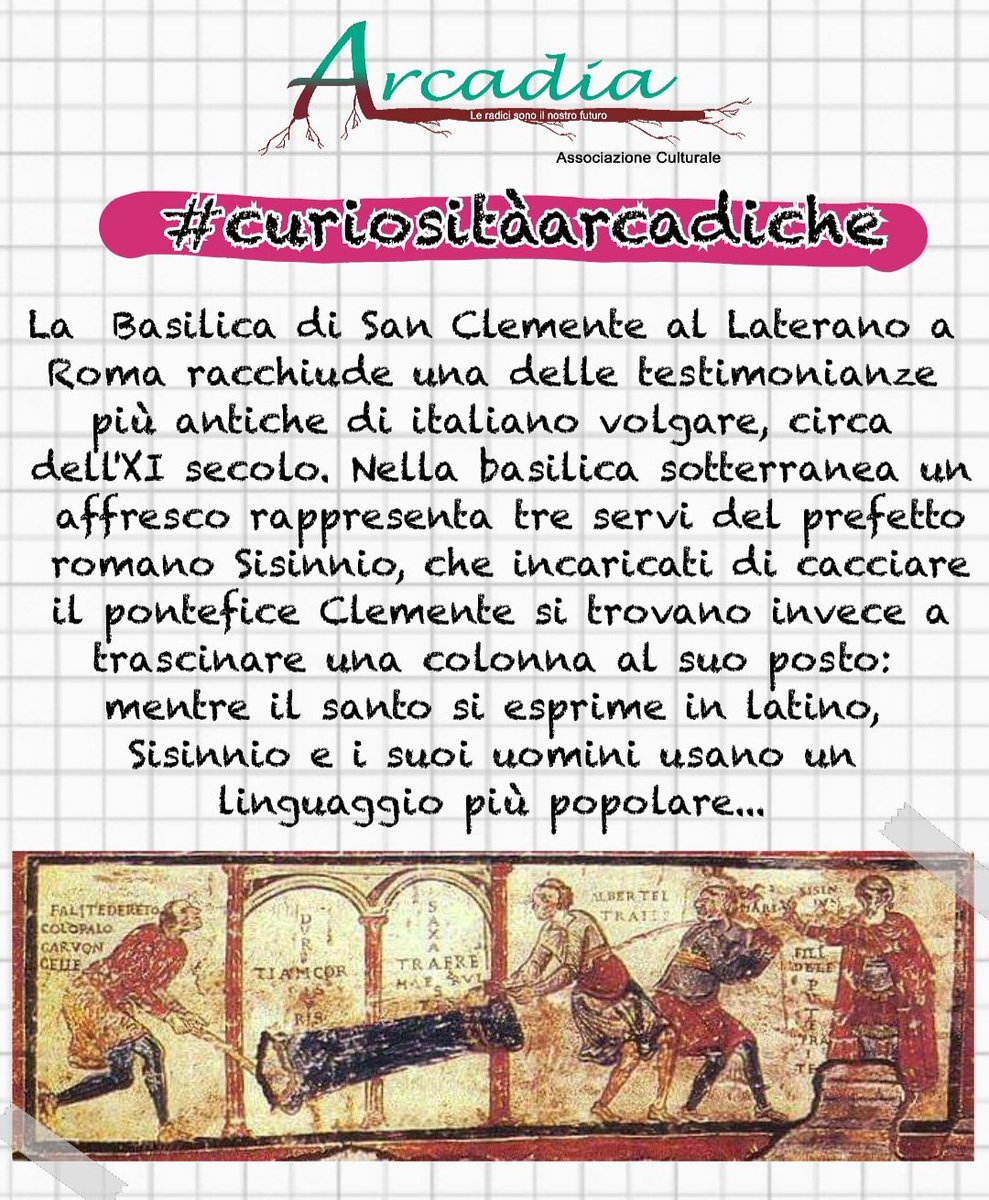 📚 #curiositàarcadiche
Buongiorno arcadici!
Buon inizio di settimana! 🙋‍♀️🙋‍♂️
#arcadia
#associazioneculturalearcadia
#citofonarearcadia
#roma #lazio #kids #archeologia #archaeology #archeologiaperbambini
#basilicadisanclemente #laterano #affresco #ancienthistory #ancientrome