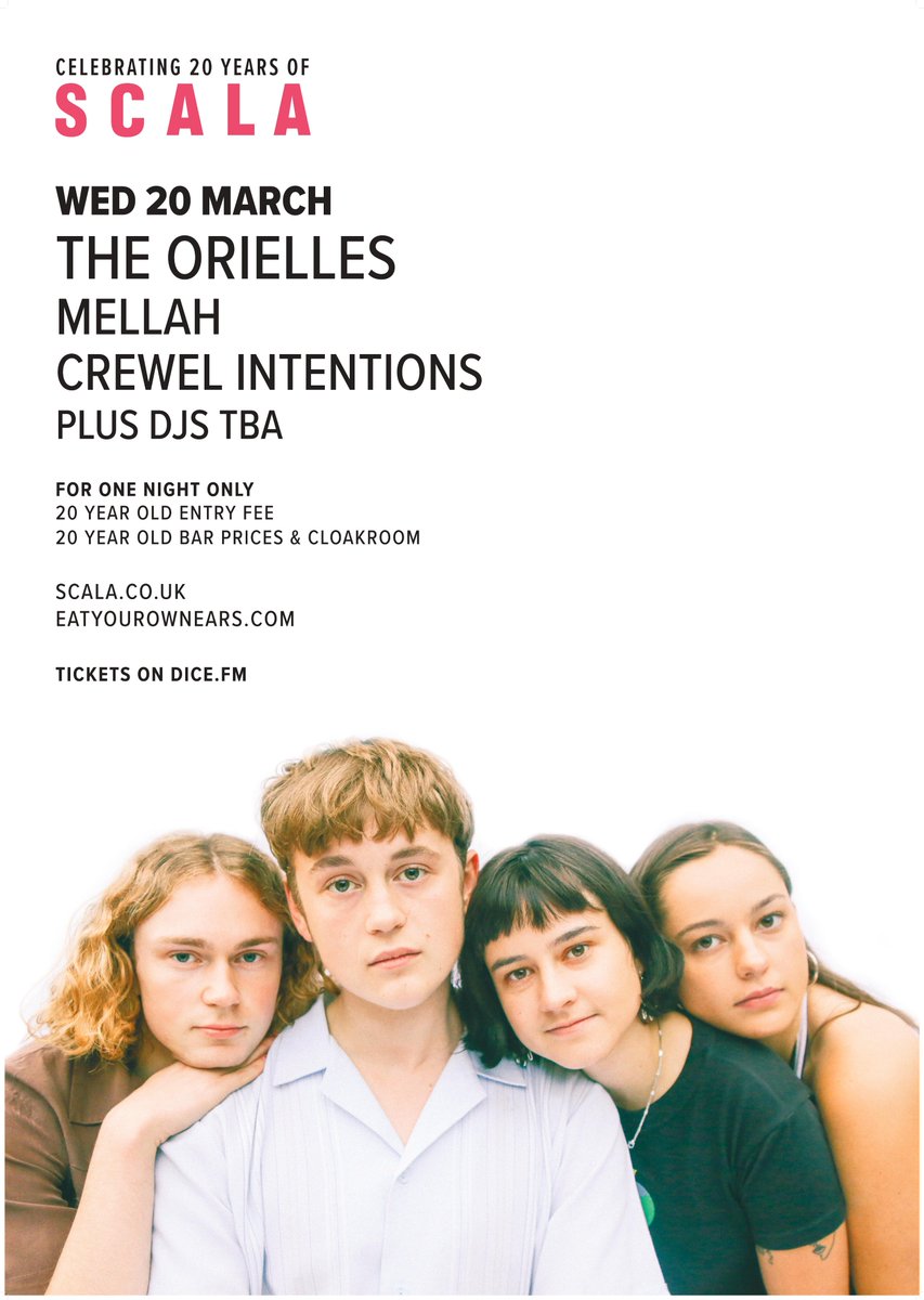 🚨 EXTRA TICKETS RELEASED 🚨

Tickets for 'Celebrating 20 Years Of Scala' ft. @TheOrielles + <a href="/mellllah/">Mellah</a> + <a href="/CrewelIntent/">Crewel Intentions</a> on 20/03 are flying out so we added some more! 

Be quick, they'll be gone soon. Get 'em on <a href="/dicefm/">DICE</a> 👉 bit.ly/2GIy1Tt