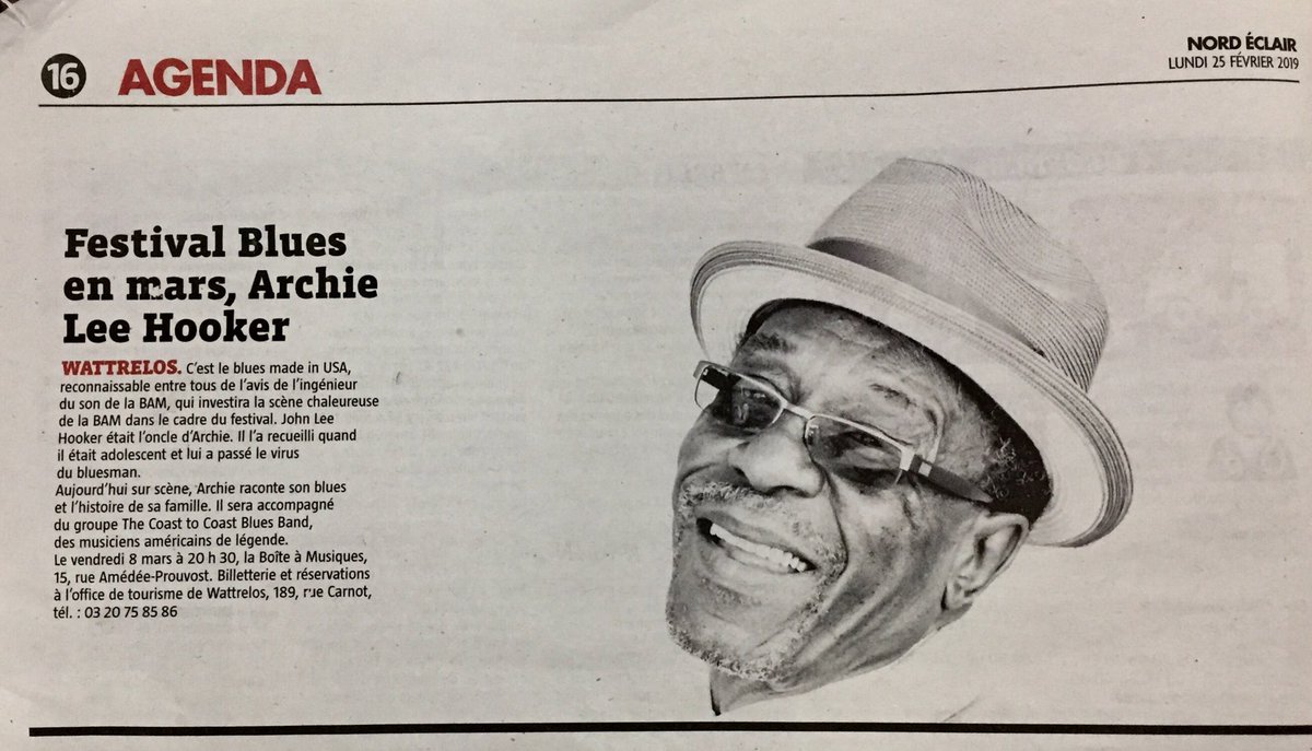 BamWattrelos's tweet photo. #ArchieLeeHooker en #ConcertLive à la BAM #Wattrelos #BluesEnMars #Festival #BluesMusic #LiveMusic
#NextShow vendredi 8 mars 20:30 https://t.co/jYBxQFLVdB