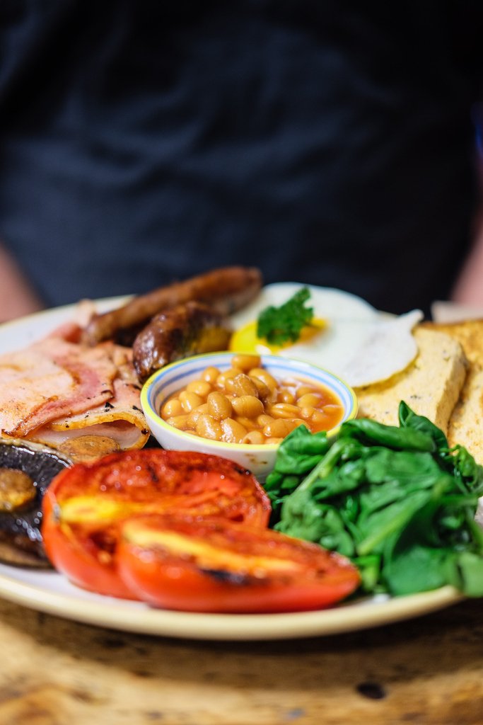 FAFWanderlust's tweet photo. The traditional full English breakfast includes bacon (traditionally back bacon), fried, poached or scrambled eggs, fried or grilled tomatoes, fried mushrooms, fried bread or buttered toast, and sausages (also called "bangers"). 
.
#london #DivasPassportsandStilettos https://t.co/HiL20Dyn8q