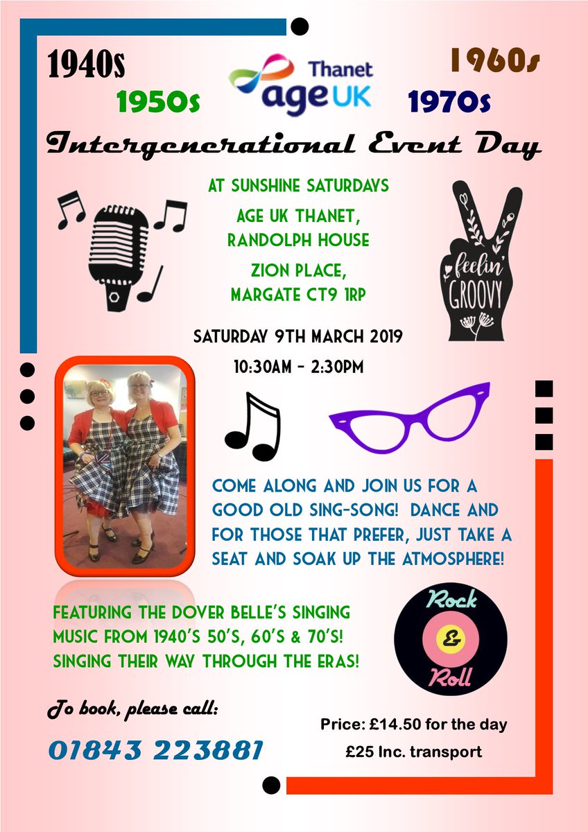 ageukthanet's tweet photo. Come along and join our Intergenerational team on Saturday 9th March 10:30am-2.30pm for a good old fashioned sing-song as we dance through the 40's, 50's, 60s and 70s eras! https://t.co/WKY78Ikal4