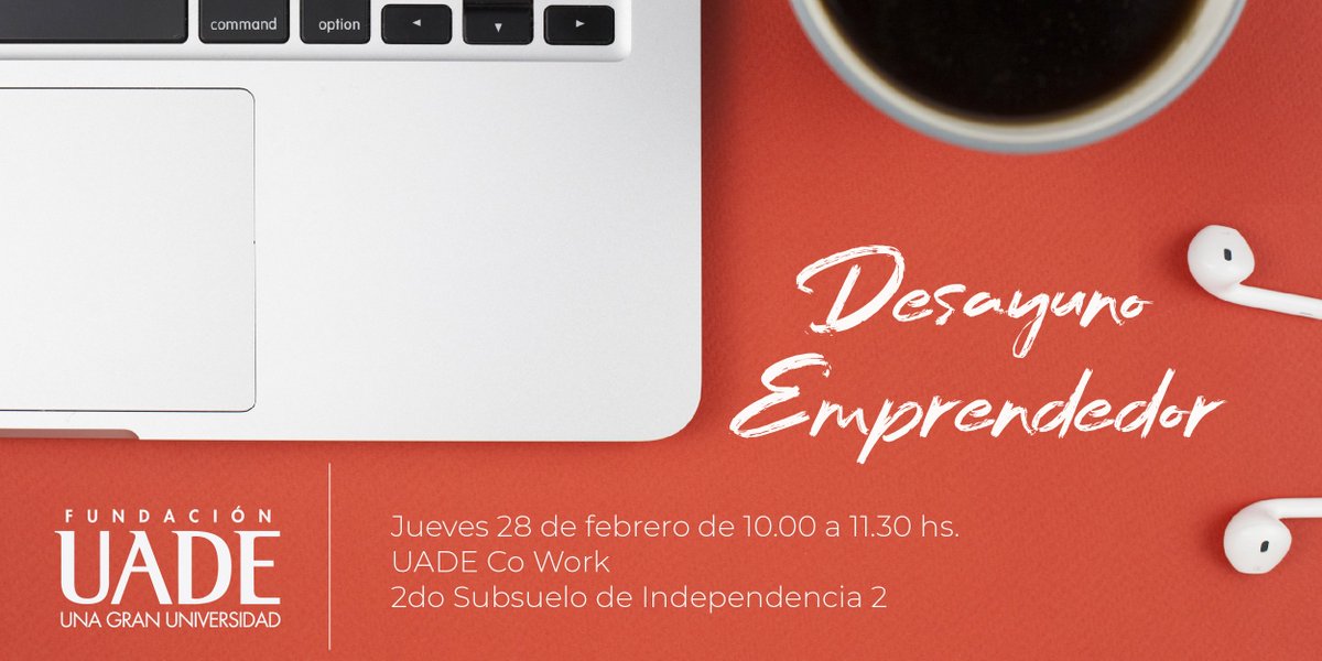UADEoficial's tweet photo. El Centro de #Emprendedores UADE te invita al primer Desayuno Emprendedor del año, para conversar y juntos co crear la agenda de actividades a desarrollar en este 2019. Reservá tu lugar en: https://t.co/MReuKut3aU Exclusivo para alumnos y graduados de la Universidad #UADEemprende https://t.co/Kr0j30pJ2l