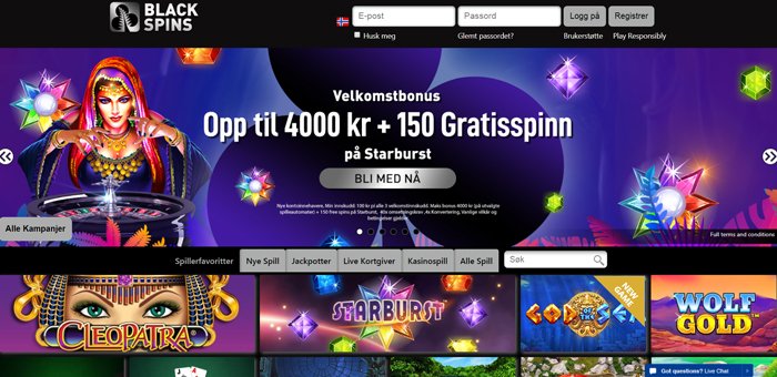 Få 100 % opp til 1000 kr + 50 gratisspinn i velkomstbonus hos splitter nye Black Spins. Du vil også få opptil 3000 kroner og 100 free spins ekstra over dine neste to innskudd. Les vår anmeldelse her: nyecasino.org/anmeldelser/bl…