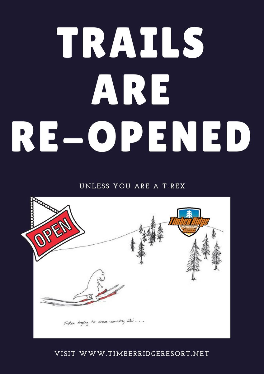 Our groomer is heading out in just a few... trails are re opened! However, the lodge office will remain closed... bring your own cliff bars and hot cocoa today folks!