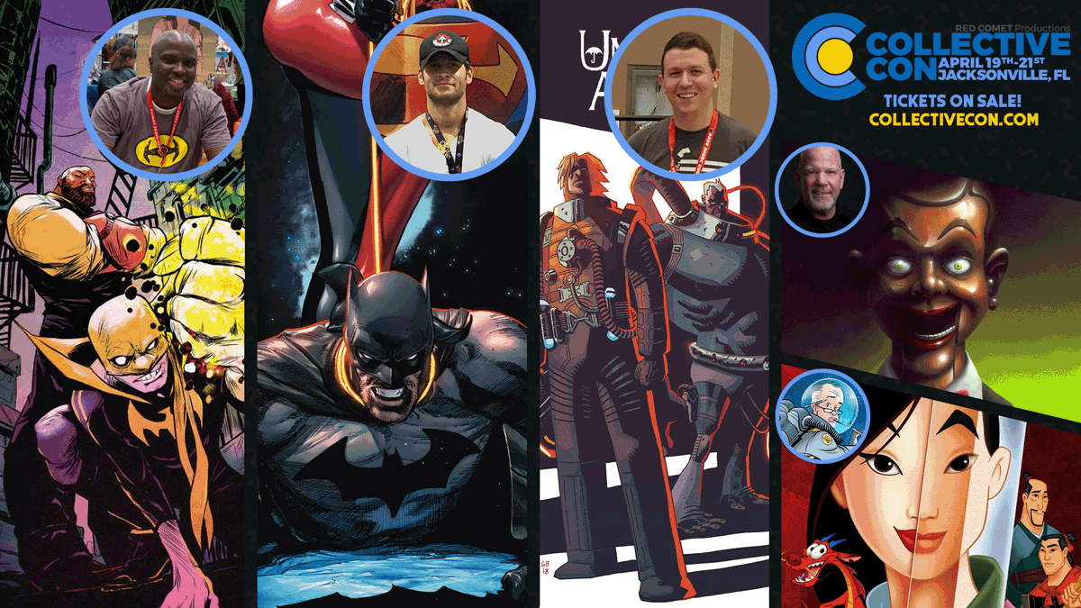 CollectiveConFL's tweet photo. Jacksonville's biggest 3-day pop culture convention returns on April 19-21, 2019 at the Morocco Shrine Auditorium in Jax, FL!!
@sanfordgreene, @Clay_Mann_, @nickfil, Tim Jacobus, @EddiePittman , and MANY other great artists will be attending!
More Info: https://t.co/c3xZzz1mMG https://t.co/AIKpN2WeXm