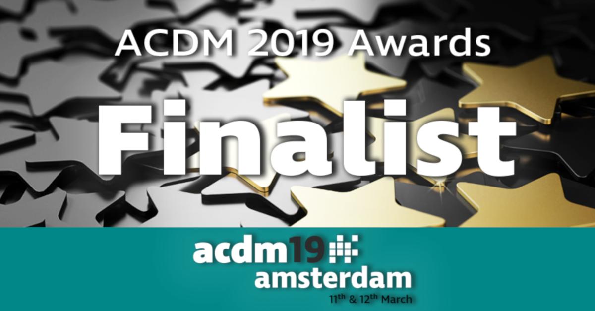 TeamPhastar's tweet photo. We are delighted to be nominated as a finalist in ACDM's inaugural Awards in the category of Innovation in the Management of Clinical Data! #phastar #acdm #clinicaldata #datamanagement #award #acdm19 https://t.co/9eHOh0BpLB