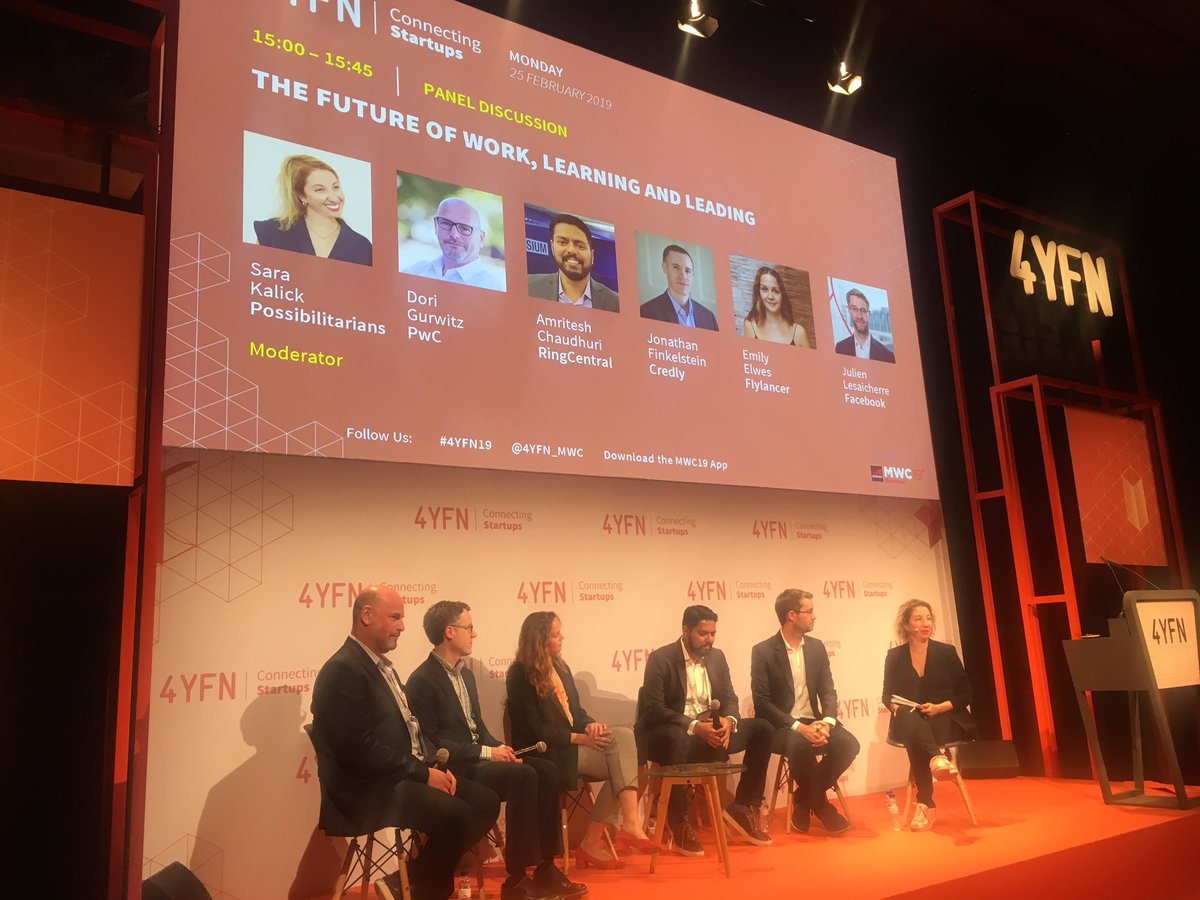 Connecting, cooperating and sharing is “The future of work, learning and leading” at #4yfn Great experiences from <a href="/PwC/">PwC</a> <a href="/facebook/">Facebook</a> <a href="/RingCentral/">RingCentral</a> <a href="/credly/">Credly</a> <a href="/flylancing/">Flylancer</a> with <a href="/autoocupacio/">Autoocupació</a> <a href="/ybspain/">Youth Business Spain</a> <a href="/YouthBizInt/">Youth Business International</a> #socelquevullser <a href="/4YFN_MWC/">4YFN</a> <a href="/MWCapital/">Mobile World Capital Barcelona</a> #barcelona