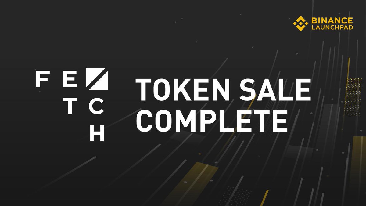 Binance Launchpad has completed the token sale of @fetch_ai (FET) tokens.  Over 24,000 people pre-signed the User Agreement with 19,860 people  successfully submitting a buy order. Full details including the final sale