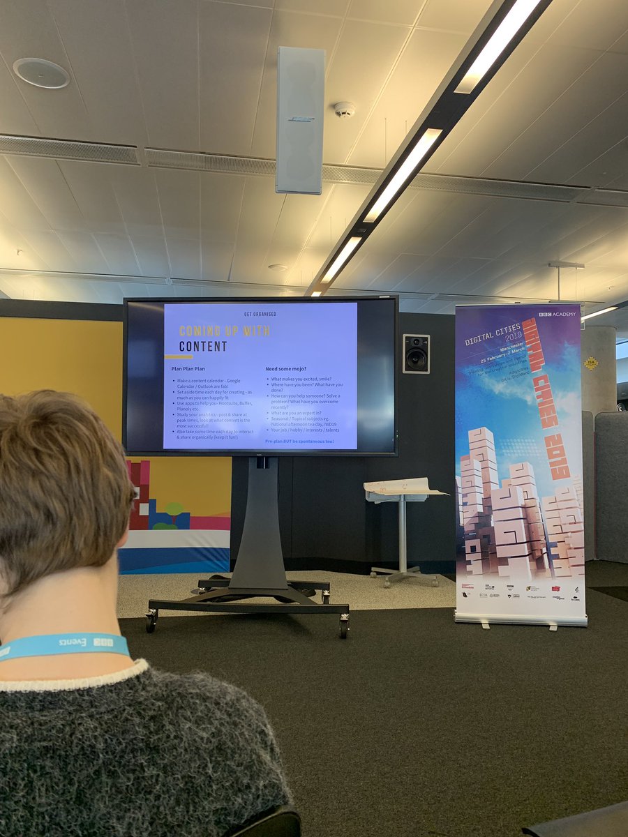 propersocialhq's tweet photo. Ideas for creating content from @HollyNicol
'Plan plan plan'
Key words to remember: community, inspire, collaborate.
#DigiCities @BBCAcademy https://t.co/P6yPiSQqYa