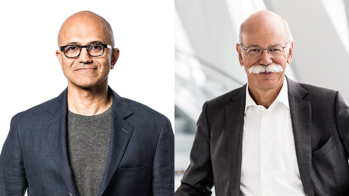 Two CEOs, one challenge: innovation. Dieter Zetsche @Daimler and <a href="/satyanadella/">Satya Nadella</a> <a href="/microsoft/">Microsoft</a> will discuss how technology and strong partnerships can create an environment for business success. #MWC19 
📡 Join the live stream here, today at 5 pm (CET): mobileworldlive.com/keynotes-full/