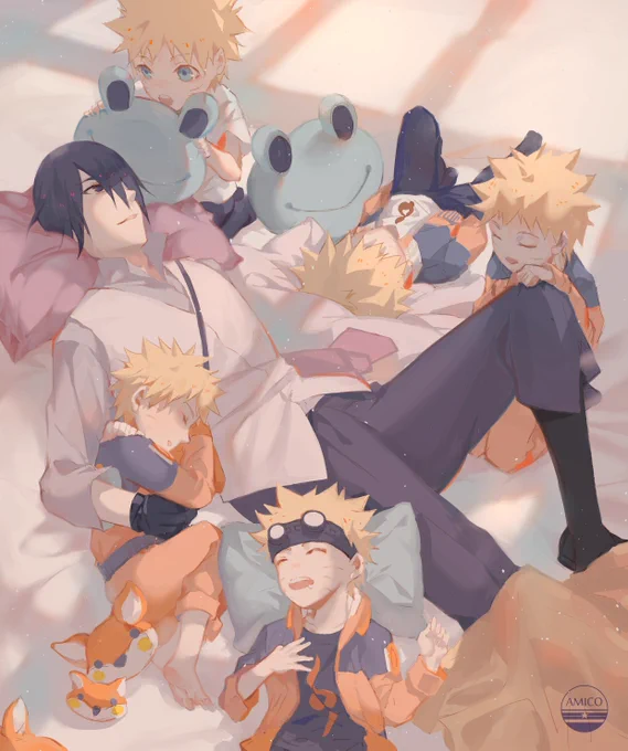 #ナルト #NARUTO #sasunaru #サスナル  *中国語注意* 之前想如果佐鸣与儿时的对方相遇,大概会说些什么干些什么,脑内浮现佐助至今的整个人生轨迹,感觉只是跨了一个很大的圈,又回到了初始的地方。起点即是归处。 