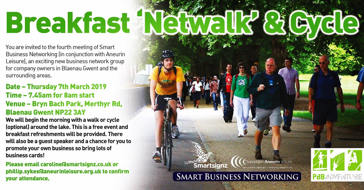 smartsignz's tweet photo. Itโs not too late to book your place on our next free networking event with a difference at the beautiful Bryn Bach Park in Tredegar in 7th March ๐@Aneurinleisure #networking #networkingwithatwist #networkingwithadifference https://t.co/Wmiem8R9XQ