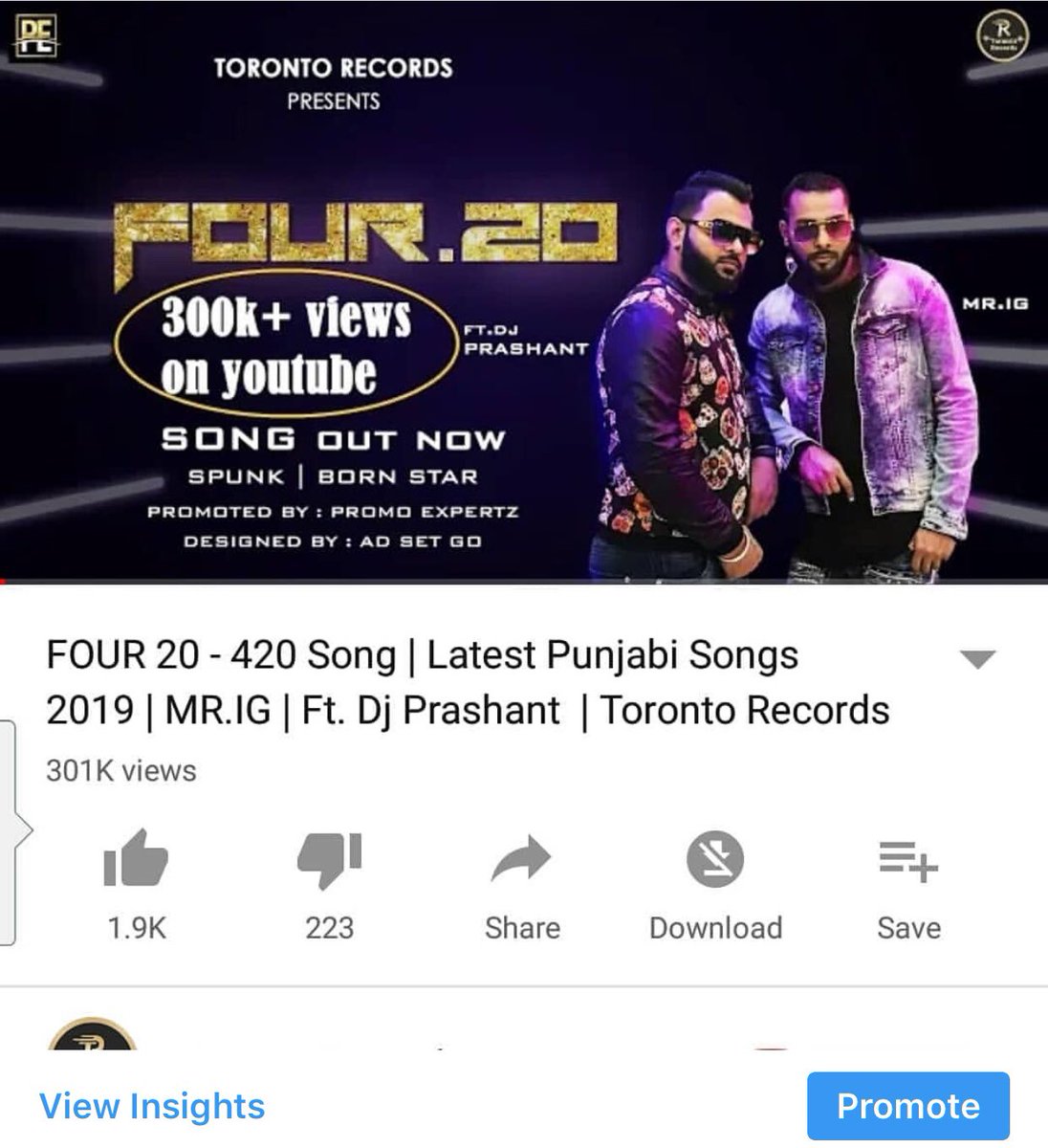 PrashantFt's tweet photo. 301k+ Views On #youtube Thanks 2 All Ur #supporting #Loveuall #FtDjPrashant #MrIg #bennythelekhak
#toronto 🇨🇦 #records......#keepsharing
full sng Link 👉https://t.co/X0EouRv5X8 https://t.co/5jjQemArQV