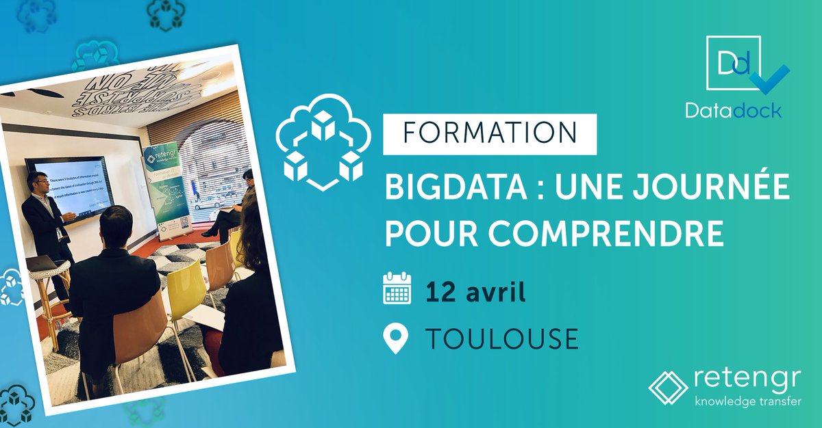 retengrtraining's tweet photo. Une nouvelle #formation #BigData suite à une forte demande de la part de nos clients en intra. On l’ouvre à tous le 12 avril à Toulouse ! https://t.co/ppozYw6MKl