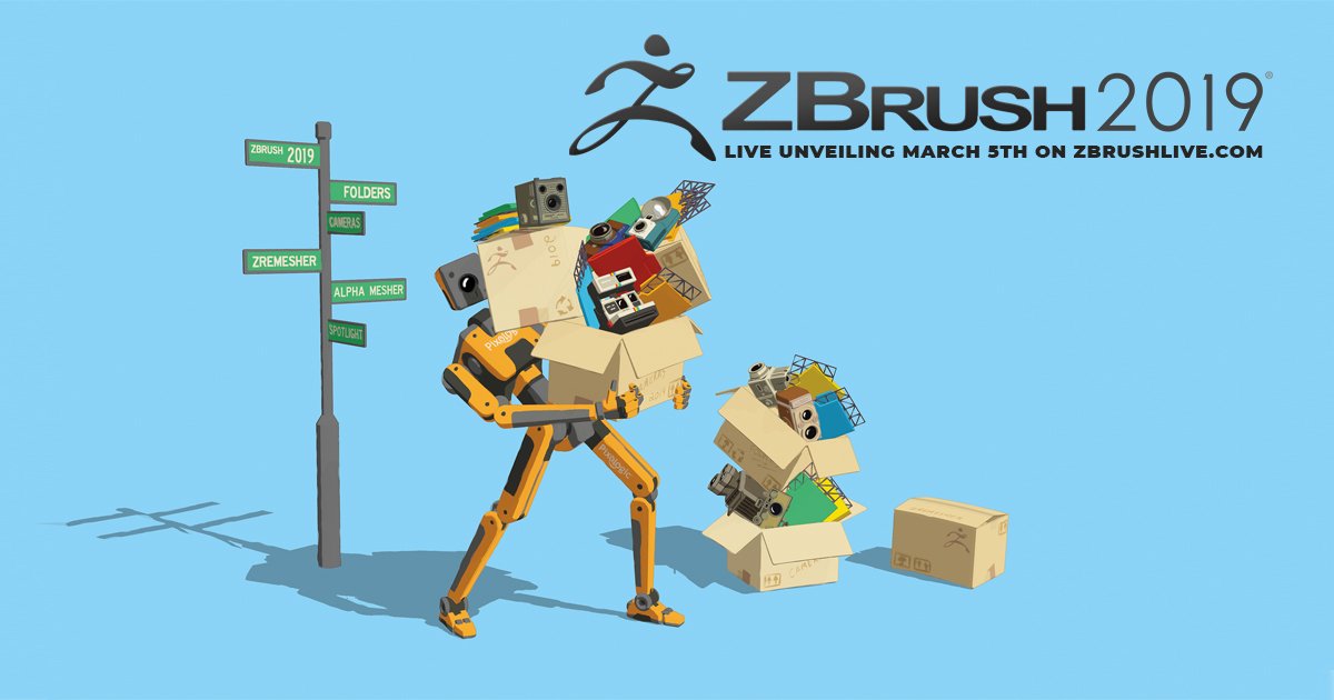 maxonzbrush's tweet photo. Tune in to https://t.co/OXMSg2O746 on Tuesday March 5th at 12pm PST to witness the live unveiling of #ZBrush2019! The Pixologic team will be conducting a live stream to show off the new features and show you what’s in store for what is sure to be an exciting year for #ZBrush! https://t.co/2Mxgziy8hG