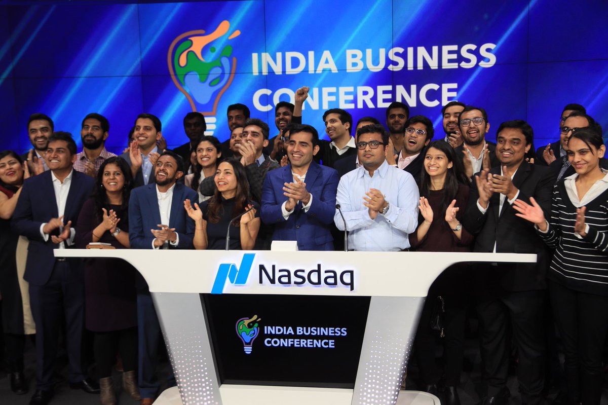 NasdaqExchange's tweet photo. 🔔What a way to kick off the week!

💡India Business Conference is one of the largest India-centric forums in  New York. Thanks for joining us on your 1️⃣4️⃣th anniversary! @CBSIBC https://t.co/U5pR6Dbyxq