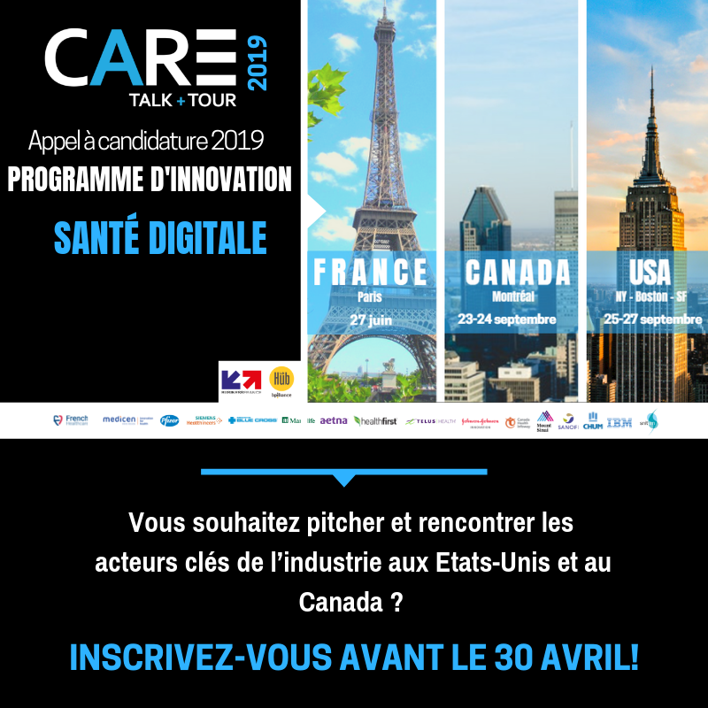 #entrepreneurs #digitalhealth 
Vous êtes porteur d’#innovation dans le secteur de la #SantéNumérique et intéressé par le marché Nord-Américain ? Participez au programme d’innovation #CARE2019 #Canada #USA
 📅events-export.businessfrance.fr/ecare/editions/
 🤵‍♀️cecile.jupin@businessfrance.fr