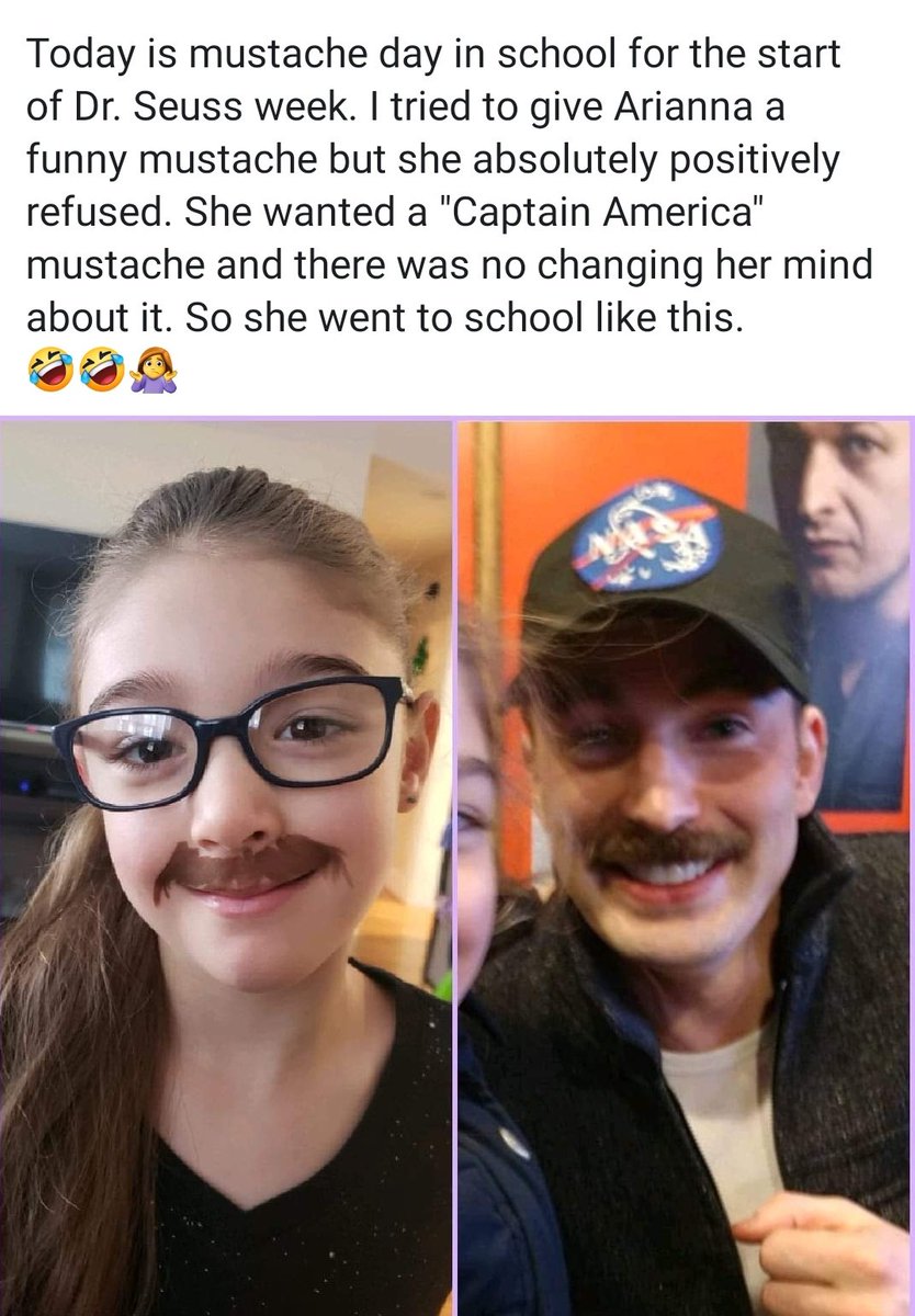 AAA1081's tweet photo. @ChrisEvans 

#mustache #CaptainAmerica #DrSuess #Loyalfan https://t.co/Fb6BnKINXZ