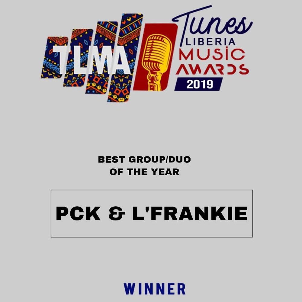 TunesLiberia's tweet photo. Best Group/Duo of the Year - PCK &amp; L' Frankie

#tlma #tlma19 #winner https://t.co/bo1R18v2vU