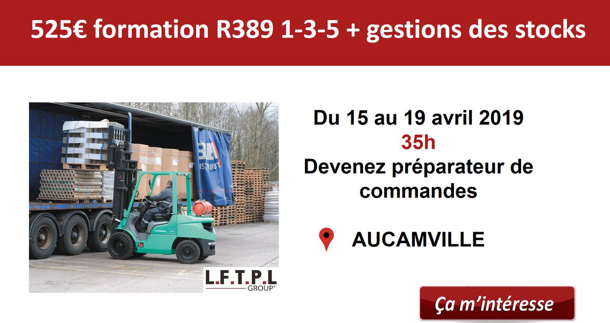 CacesLftpl's tweet photo. Informez-vous sur la formation CACES® 1-3-5 + gestion des stocks à 525€ au 0561134025 https://t.co/aJftTTg3DM