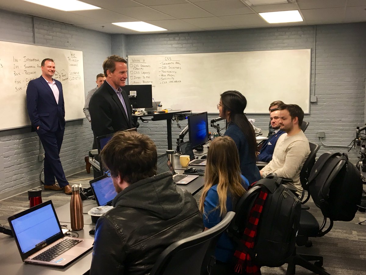 SenJonHusted's tweet image. Lt. Governor @JonHusted is kicking off his workforce tour this morning at @Tech_Elevator, a coding bootcamp and career-tech program. The tour will help state officials learn about workforce efforts that can be replicated to serve more Ohioans.