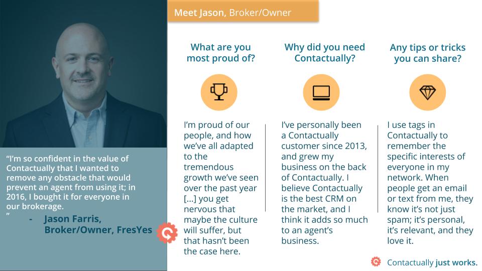 Client Stories Series: <a href="/JasonFarris/">Jason Farris</a> Broker/Owner at <a href="/FresYes/">FresYes!</a> Realty, stopped by our blog to tell his #Contactually story. Read it here --&gt; contactual.ly/2tuDfJy