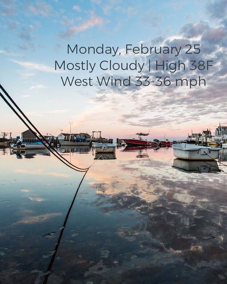 Today on #Nantucket: Mostly cloudy, then gradually becoming sunny. 🌥☀️ High near 38F. Windy, with a west wind 33-36 mph, and gusts as high as 65 mph. ⚠️ #HighWindWarning until 7pm tonight. High tide 5:17pm. ⚓️ Evening low around 22F. 📸 by <a href="/KatieKaizer/">Katie Kaizer Photo</a>