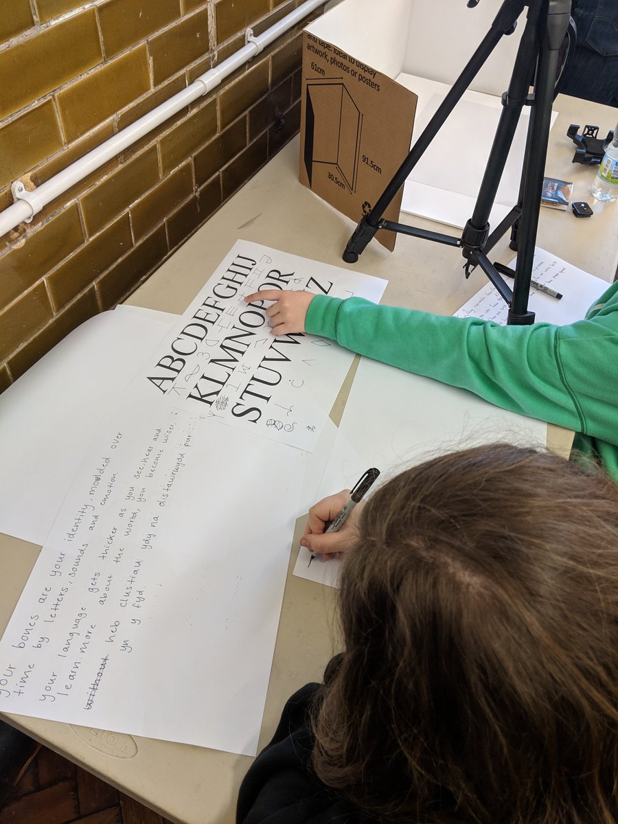 chaptergallery's tweet photo. First, a visit to the gallery then back to the workshop to deconstruct the alphabet and make new characters for our new future language! Nice to hear Welsh, German, french and English spoken here today! #pauleastwood #halfterm #animation https://t.co/w0mLdSb0Sy