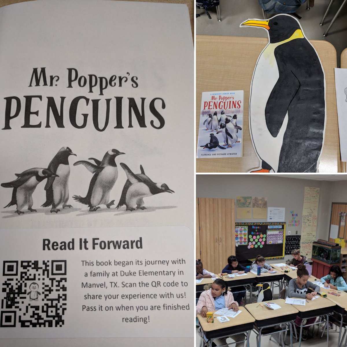 Holdenthird's tweet photo. Look who is still making their way around Duke, Captain Cook!! We were so delighted that he dropped by our 3rd grade Science classroom this morning. @DukeElem #ReaditFoward #MrPoppersPenguins https://t.co/TGOPCFH89H
