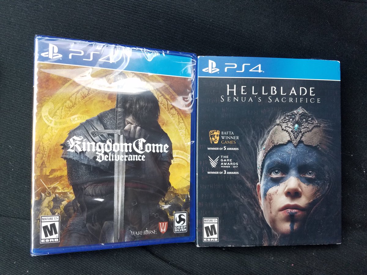 ps4screenshots9's tweet photo. 2 new titles for my collection. I've heard so much good things about these 2 games that I just had to buy them both. Expect pics from these 2 games very soon! #HellbladeSenuasSacrifice #KingdomComeDeliverance #PS4 #PSNation https://t.co/3aEMjDlTpX