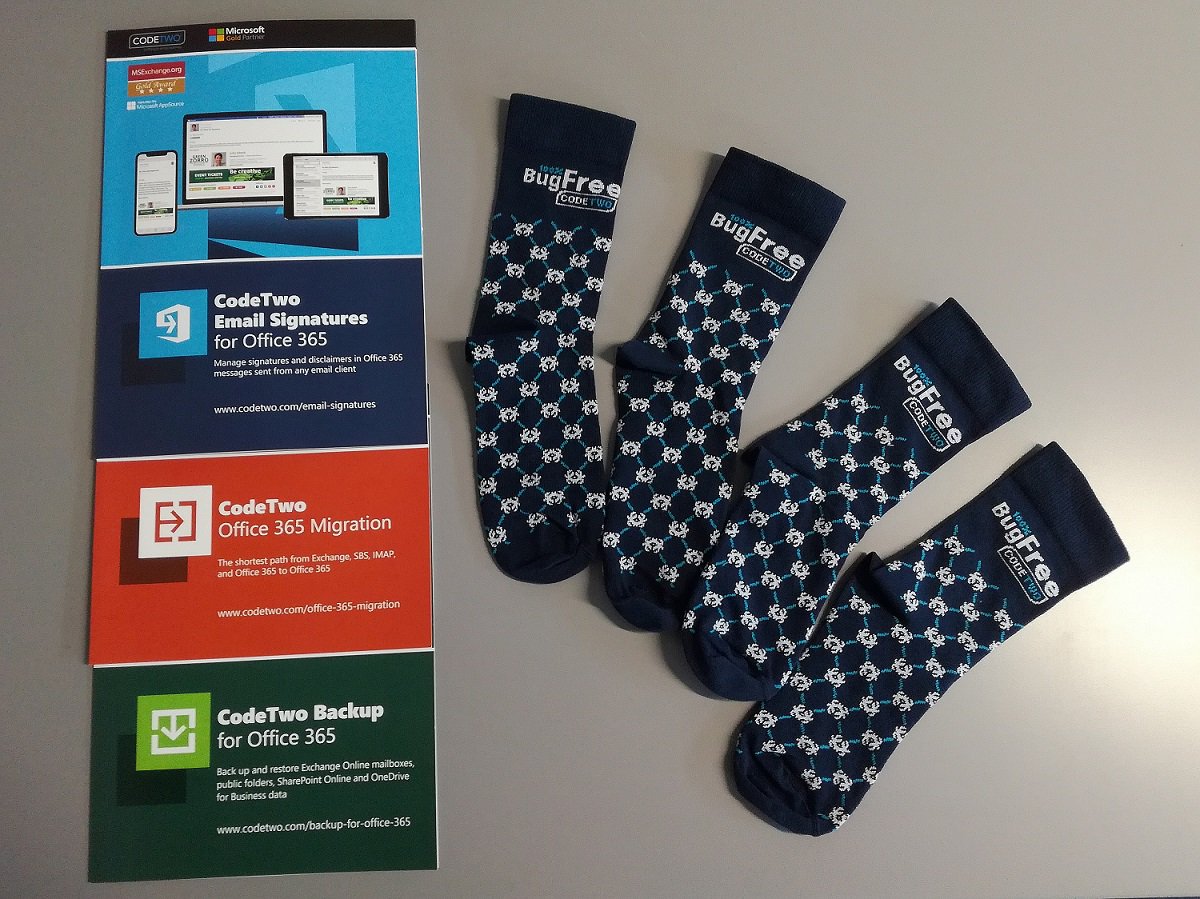 Microsoft Ignite The Tour kicks off tomorrow in London. As a Gold Sponsor, we will be there presenting the sexiest email signature solution for Office 365 EVER. Stop by, grab some CodeTwo socks, say hi, see the demo of our solutions. We forgot the pierogies though…