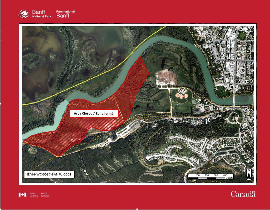 Banff_Town's tweet image. Parks Canada has closed areas northwest of the horse barns and parts of the Marsh Loop near the Town of Banff because of wolves feeding on an elk carcase in the area. Any updates will be posted by Banff National Park at pc.gc.ca/apps/scond/Rec…