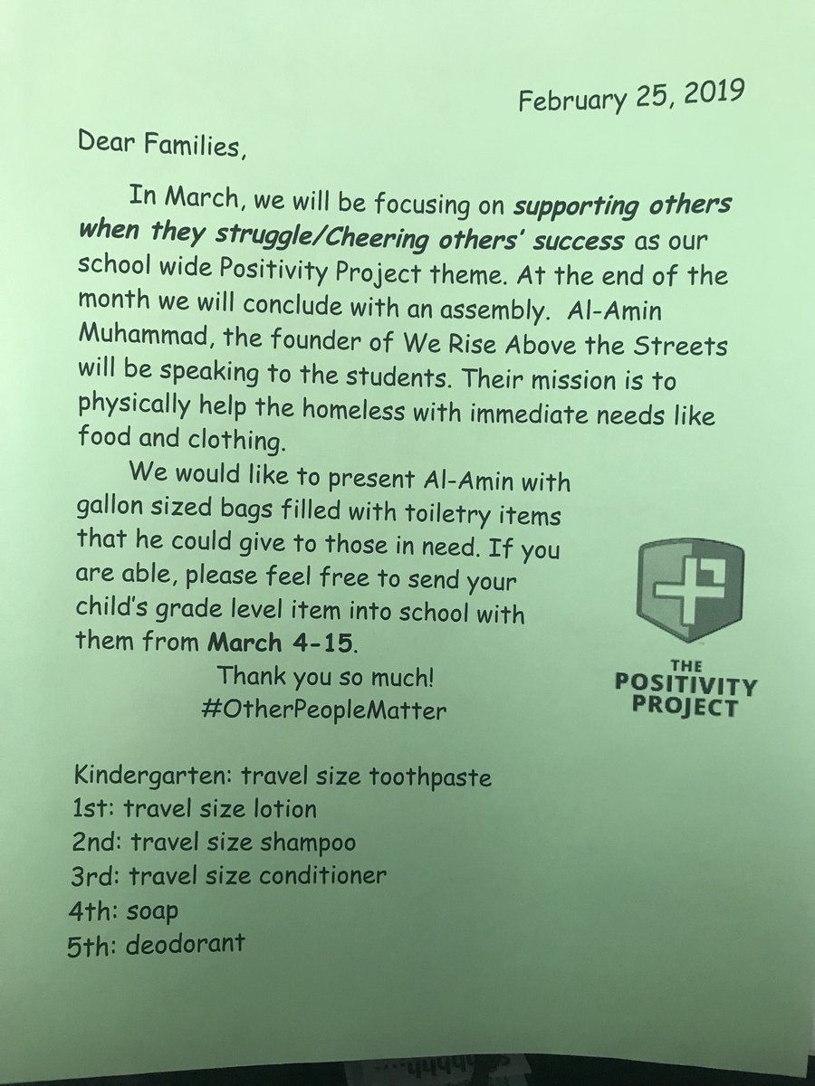 Mrs_Kim_Lake's tweet photo. Be on the lookout for this today in your child’s backpack! #gominoa #OtherPeopleMatter @PosProject https://t.co/nhzgacDoXU